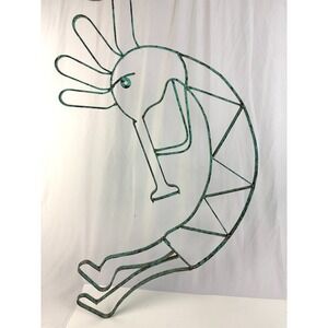 Large Metal Kokopelli‎ Wall Art Turquoise Patina Southwestern Decor 29x12